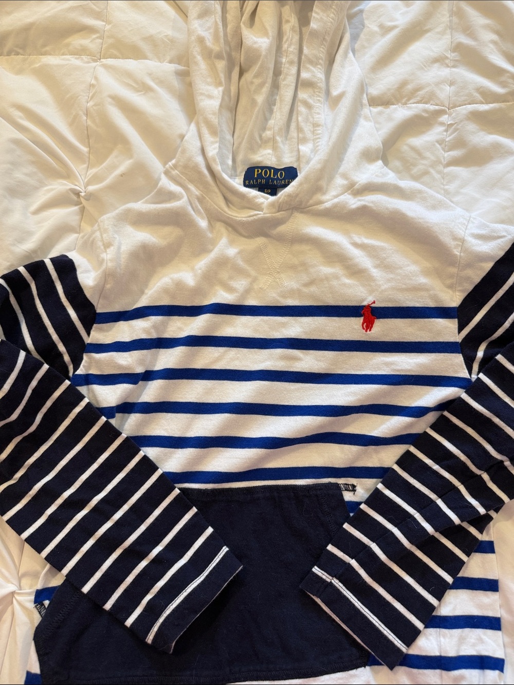 Polo by Ralph Lauren Kids White, Navy & Royal Blue Striped Hoodie